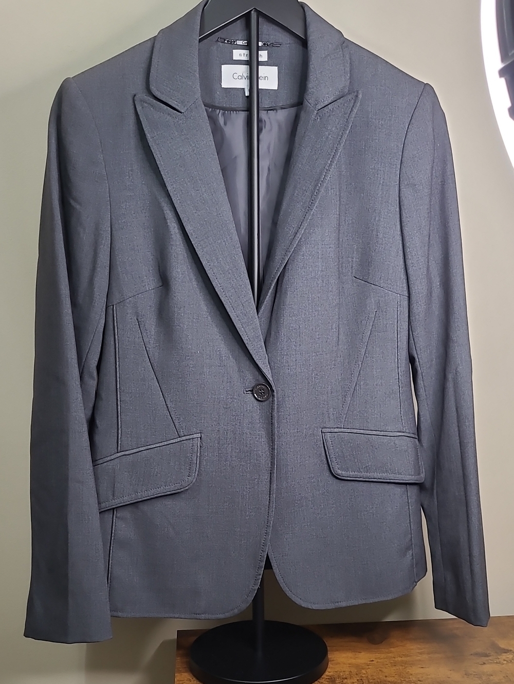 Calvin Klein Charcoal Grey Single-Button Blazer size 6